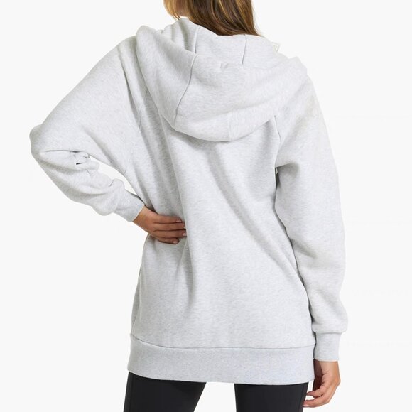 Vuori Restore Oversized Full Zip Hoodie Pale Grey Heather Medium - Picture 2 of 12